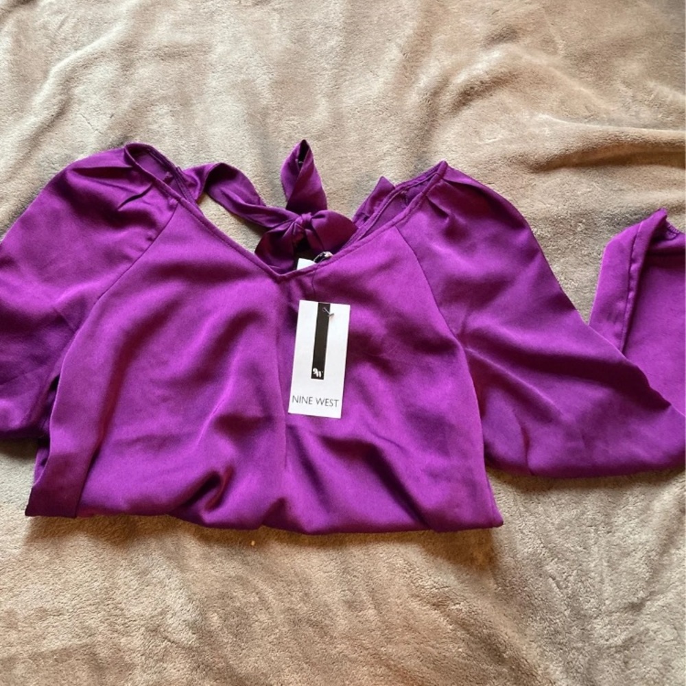 Purple satin Nine West blouse